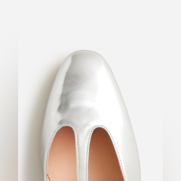J Crew Millie T-strap heels in metallic leather BT988 - Picture 2 of 5
